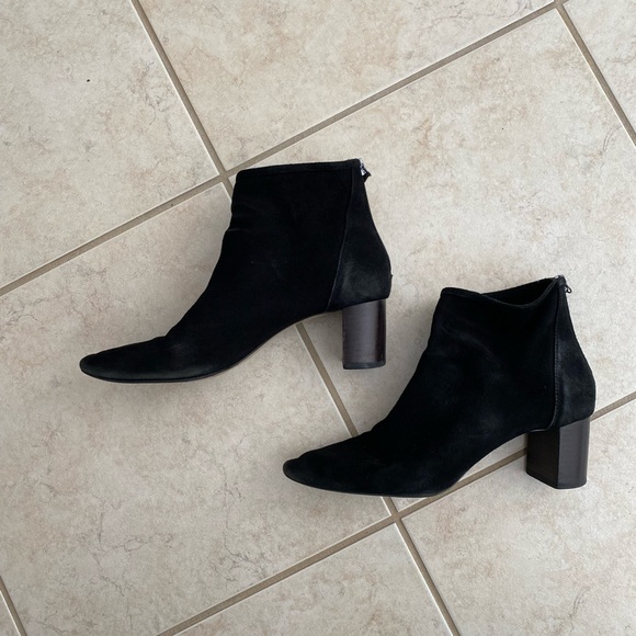 COPY - Black suede heel booties fall ankle boots - Picture 3 of 7